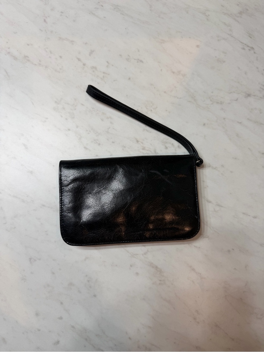 Hobo The Original Black Leather Zip Around Wristlet Wallet Organizer Clutch